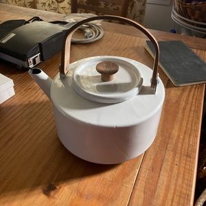 Vintage white Copco enamel tea kettle